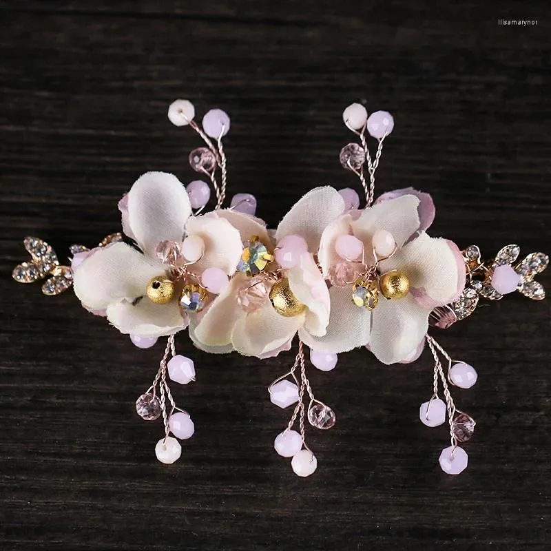 Pinces à cheveux bijoux roses, Barrettes en perles et strass, couvre-chef pour mariage, accessoires faits à la main pour femmes et mariée