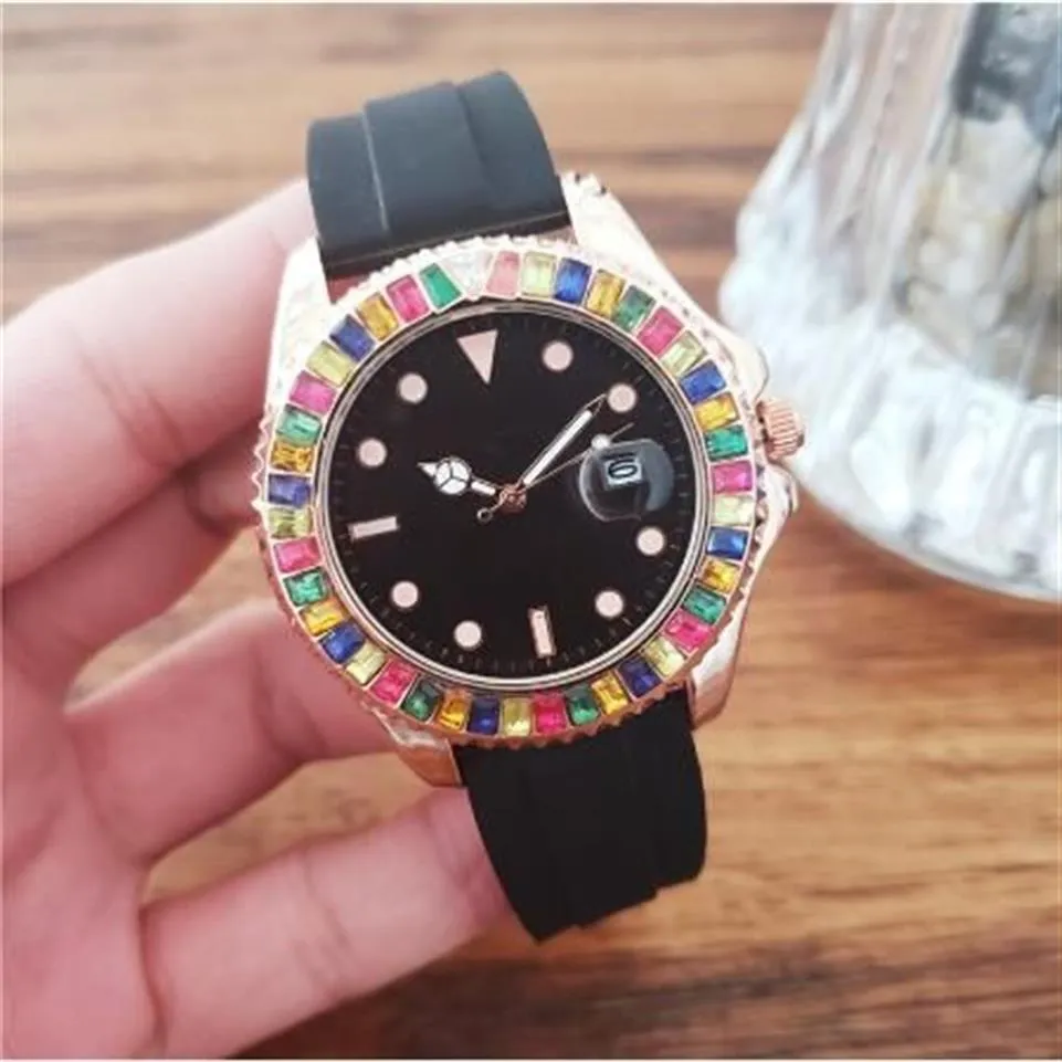 2019 Brand Color Diamond Bracelet Casual Quartz Watch Men's Rubber Belt Dress Watch Relogio Feminino Men's Watch Sal265O