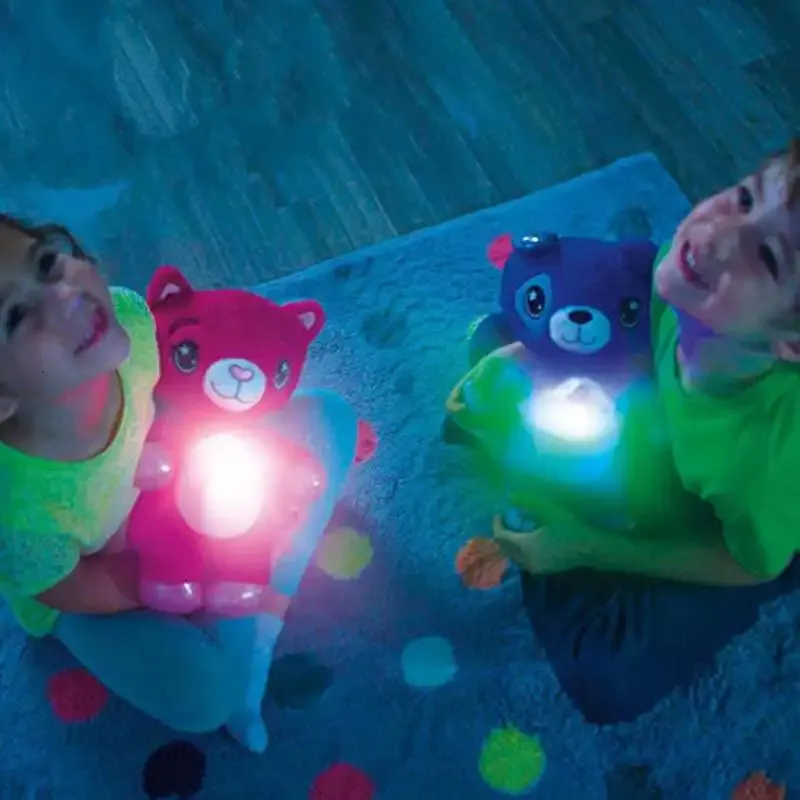 Stuffed Flashlight Plush Light-Up Star Projector Plush Toy with LED Star Moon Night Light ...