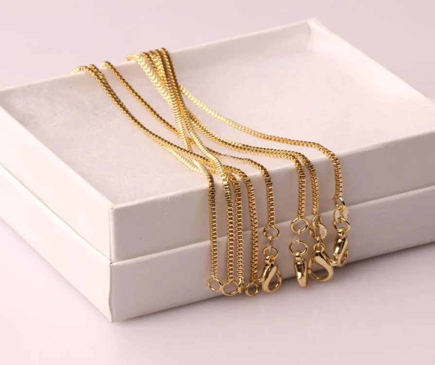 10 PCS Fashion Box Chain 18K Gold Plated Chains Pure 925 Silver Necklace Long Chains smycken för barn Boy Girls Womens Mens 1M3391748