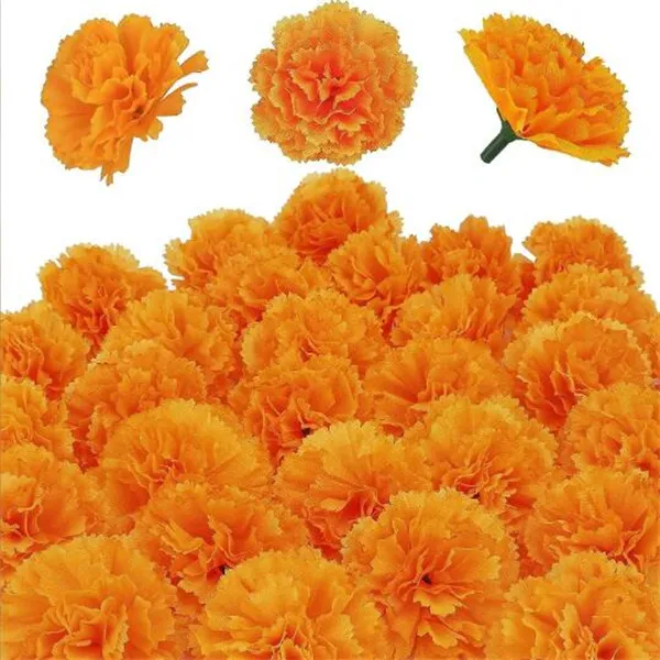 Artificial Marigold Flowers Halloween Silk Mexico Flowers For Birthday Party Diwali Halloween Thanksgiving Party Decor 2024