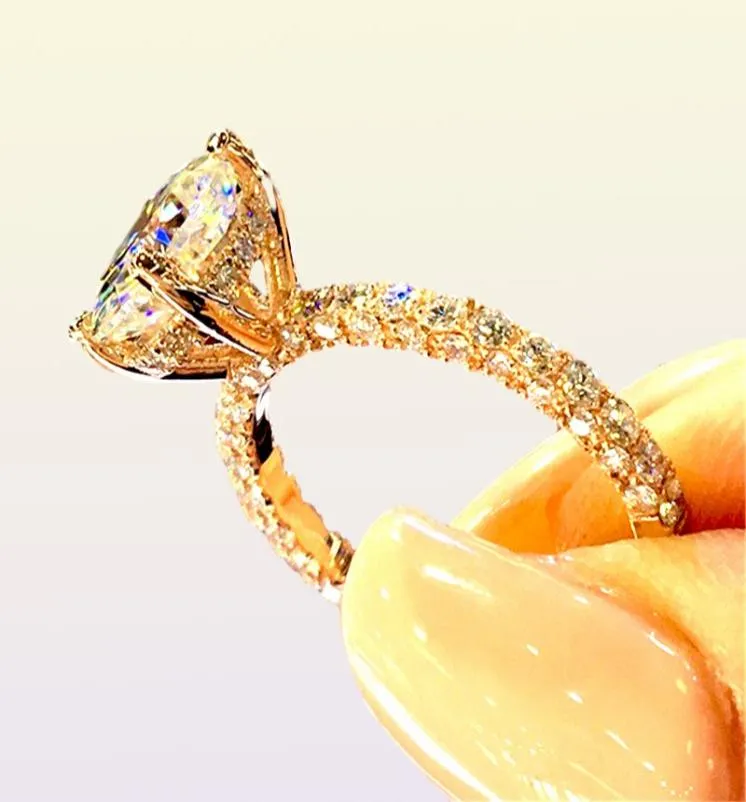 Yhamni Oryginał Real Solid 925 Srebrny pierścień okrągły Oval CZ Diamant zaręczyny biżuteria na kobiety YZR59158184893950903
