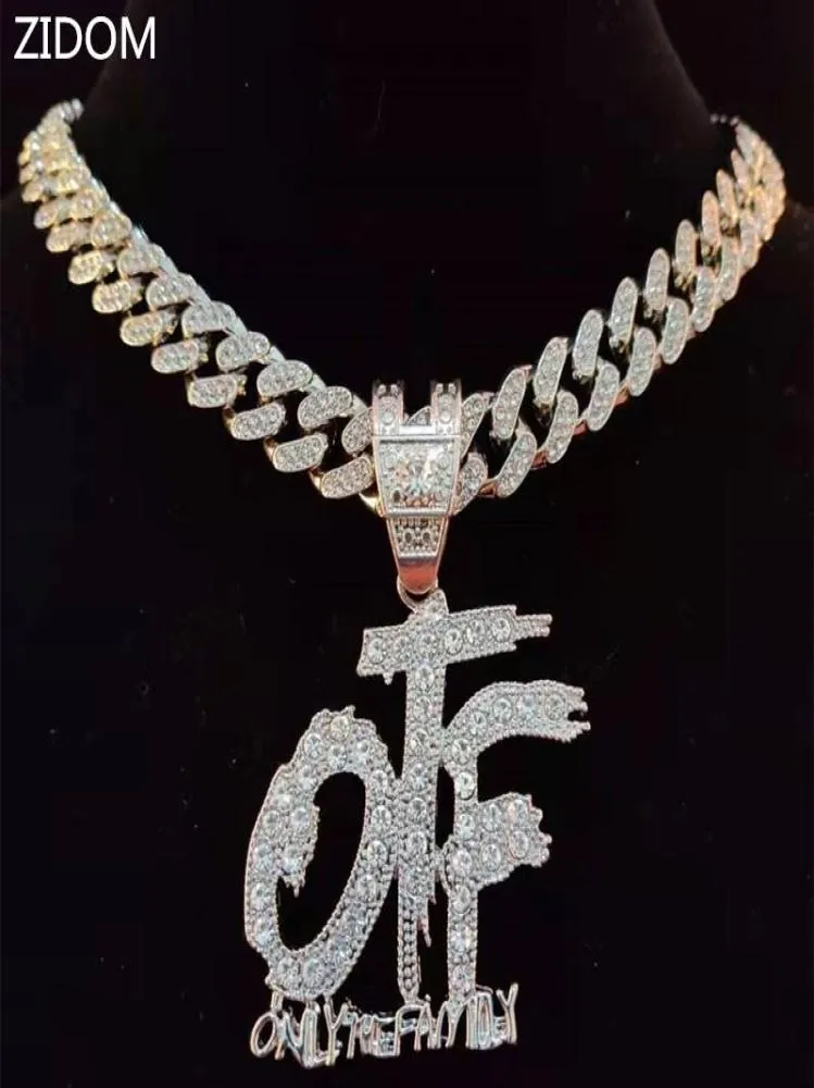 Hänghalsband män kvinnor hip hop bara familjen bokstäver halsband med 13 mm miami kubansk kedja isad ut bling hiphop smycken1625581