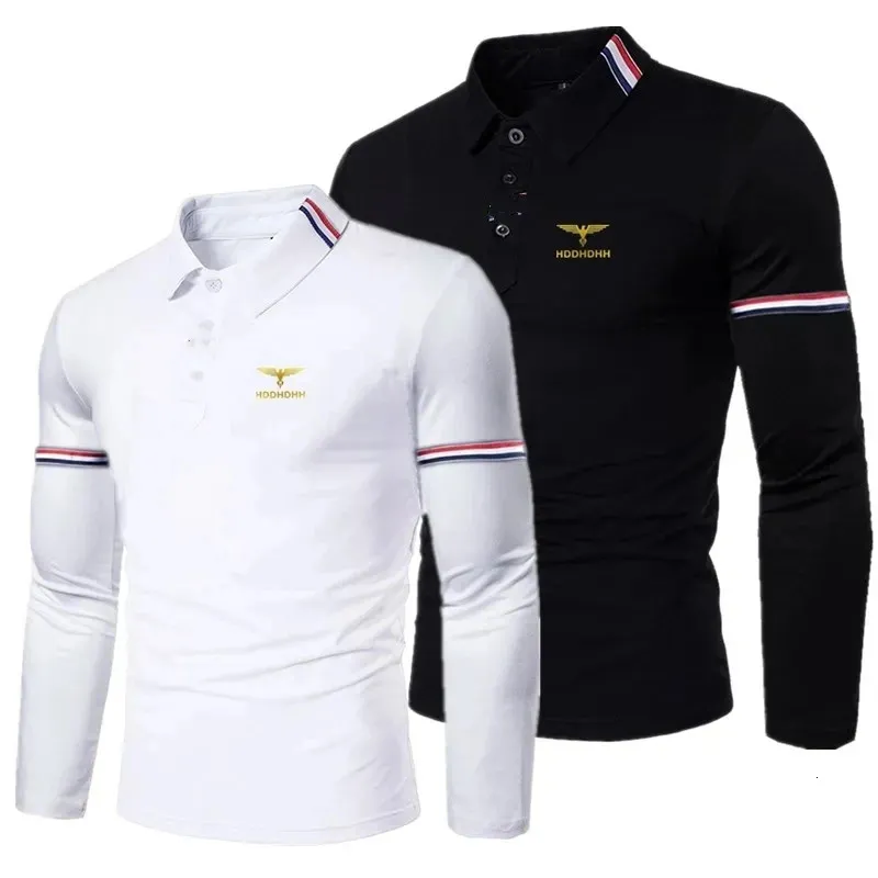 Polos de hombre HDDHDHH Otoño Polo de solapa de manga larga para hombre 231212