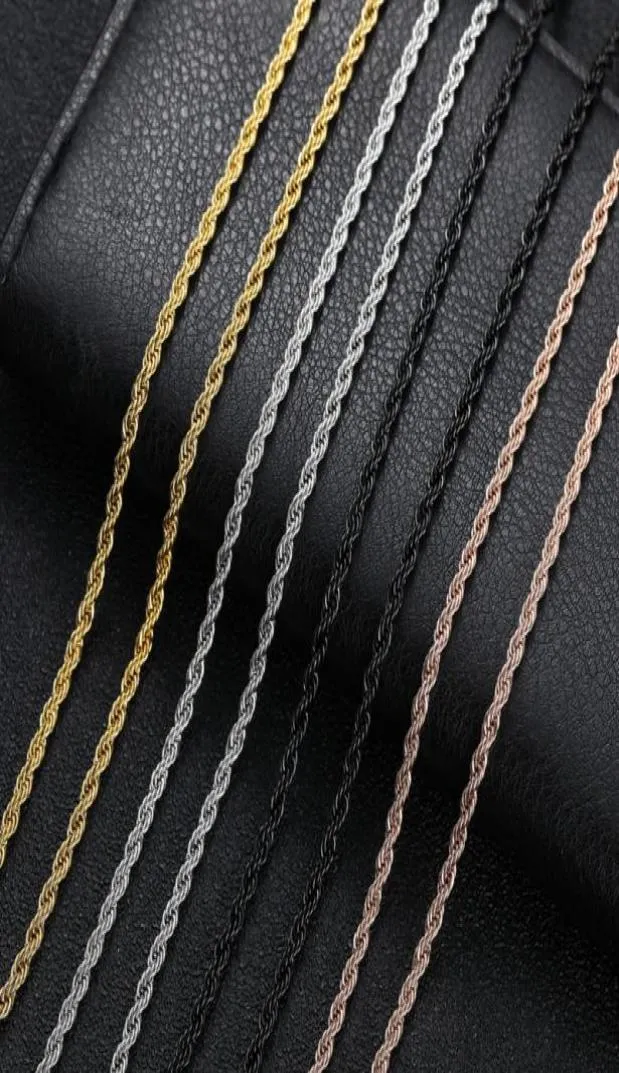 Erkek Altın Zincirleri Kolyeler Paslanmaz çelik zinciri titanyum çelik siyah gümüş hip hop kolye takılar 3mm5612437