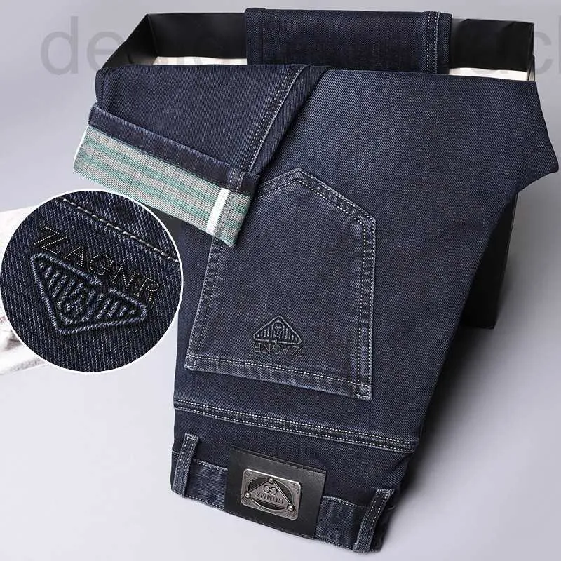 Jeans pour Hommes Jeans de créateur Automne et Hiver épais Haut de Gamme pour Les Affaires pour Hommes, Jambe Droite élastique, Pantalon en Denim Polyvalent Confortable 330L