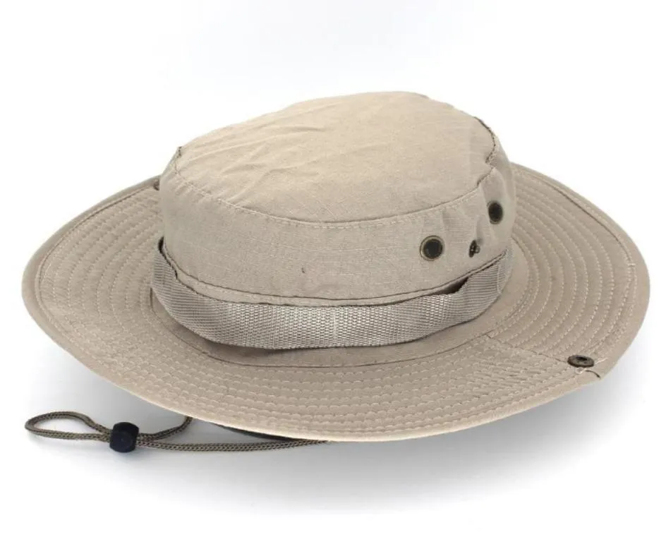 Chapéus de aba larga Chapéu de balde Safari Boonie Men039s Panamá Algodão Pesca ao ar livre Mulheres caçadoras de verão Bob Protection AR6983979