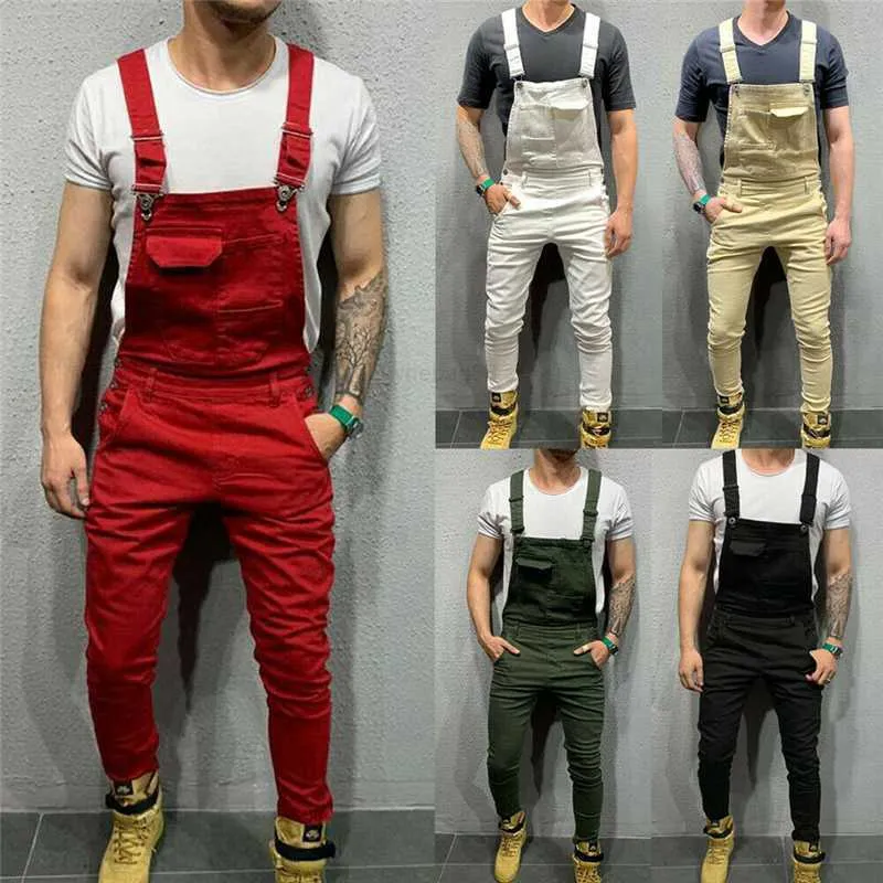 2019 Jumpsuits Overalls Men Bib Jeans Denim Suspender Romper byxor nya män Casual Streetwear Pockets Sexig Slim Skinny totalt C1123