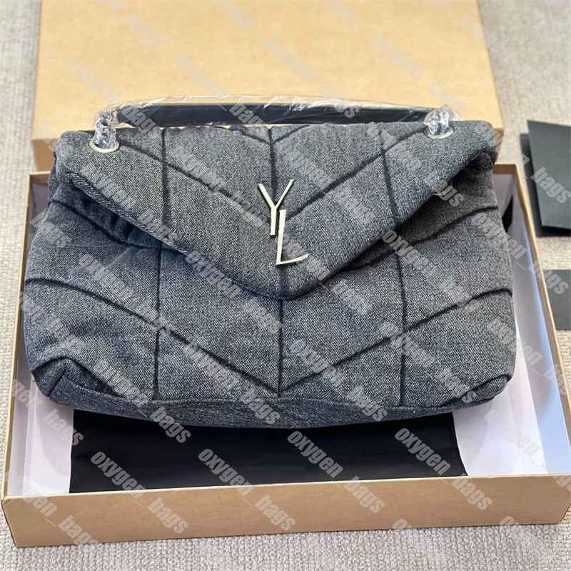 Women LouLou Puffer Handbags Designer Shoulder Bag Denim Y Purses Luxury Letter Girls Handbag Fashion Shopping Bag Brand Female Bag 3 Colors