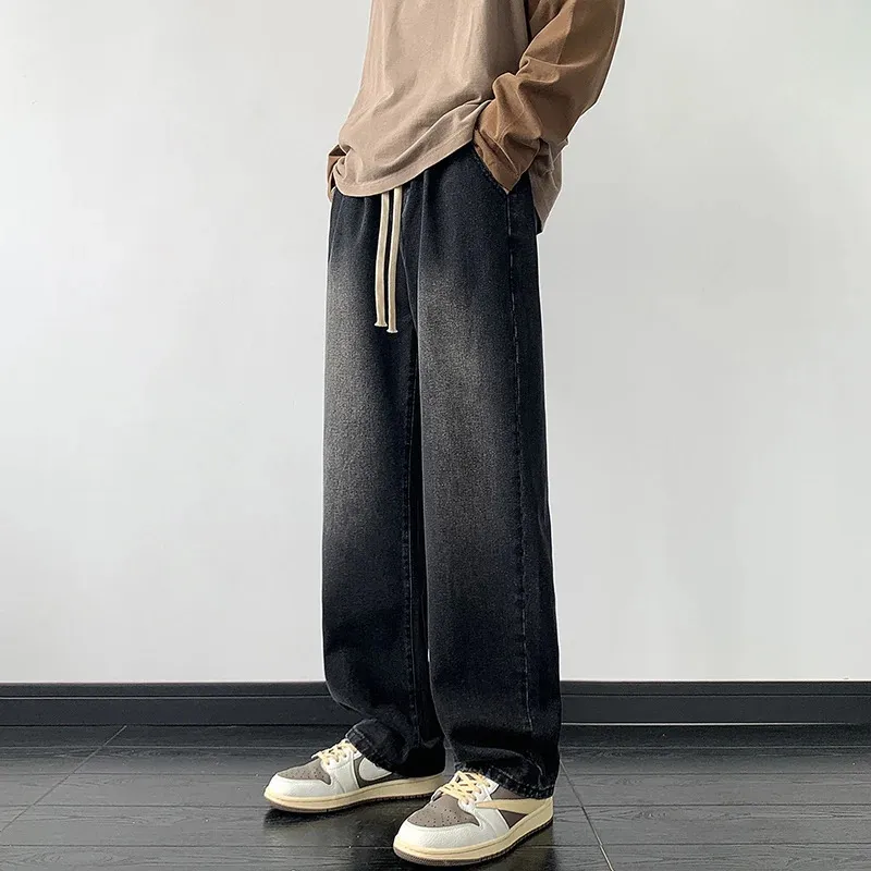 Мужские джинсы Осенне-зимний стиль, мужские джинсы, свободные прямые брендовые модные брюки 2312012