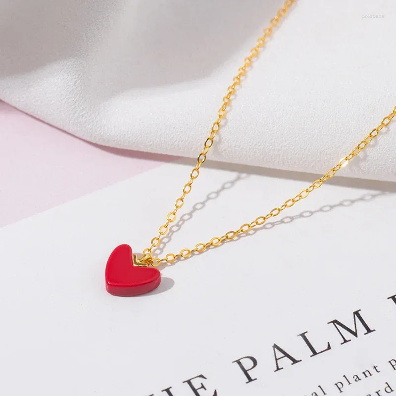 Pendants 925 Silver Red Heart Necklace For Women Pendant Small Neckless Jewelry Lover Gift