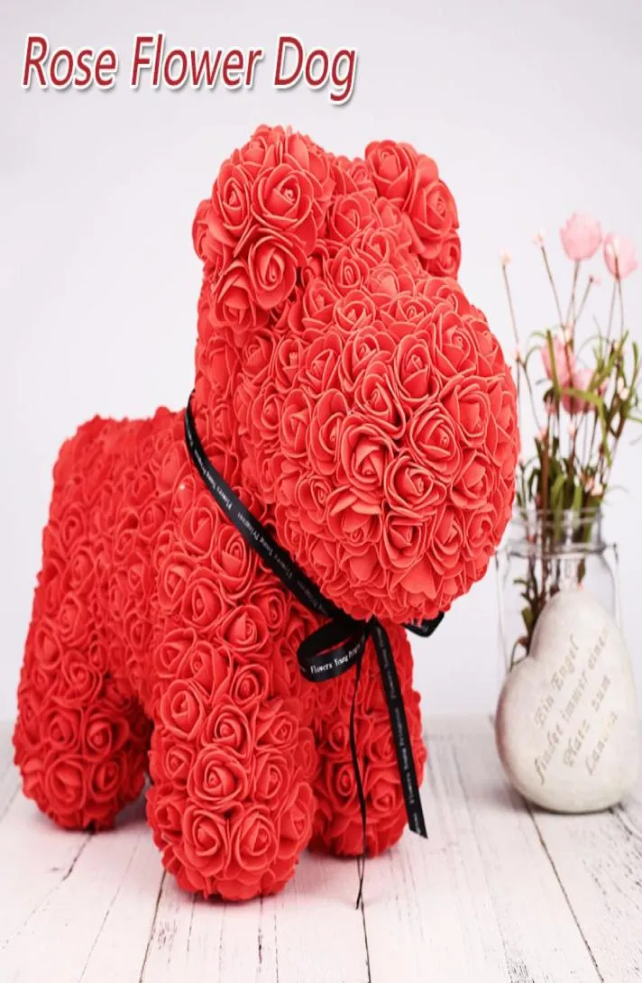 Artificial Rose Dog Dolls Plush Doll Doll Dog Rose Flower Boxwedding Decoration Valentine039S Day Graduation Gift7991468