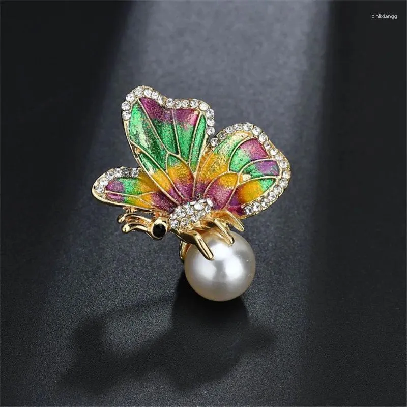 Broches en alliage de strass, perle colorée en émail, papillon pour femmes et hommes, insectes en métal, chapeau, écharpe, Broche d'oiseau, cadeaux