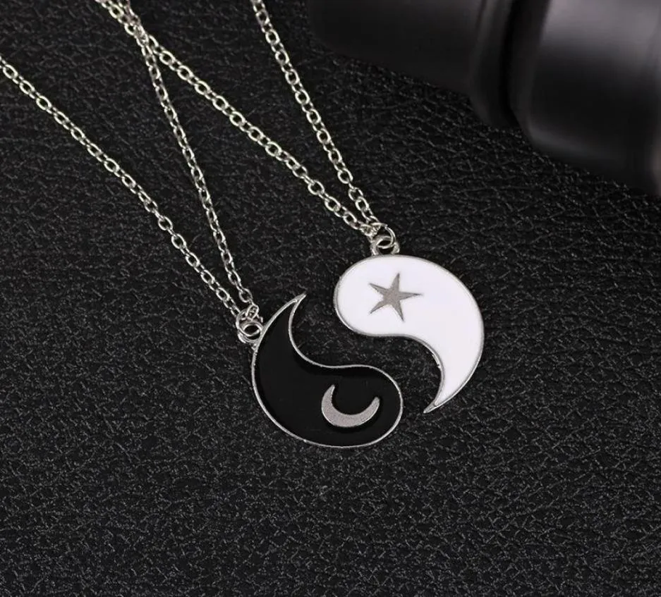Anhänger Halsketten 2 PCs Yin Yang Moon Star für Frauen Männer Taichi Viel Glück Paar Halskette Schmuck Charme Friendship Gift6030623