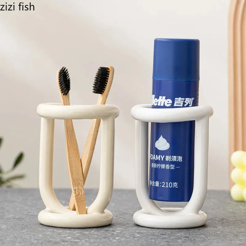 Portaspazzolino In Ceramica Organizer Mensola Da Bagno Dentifricio E Accessori Scaffale Da Scrivania Da 12,18 € | DHgate