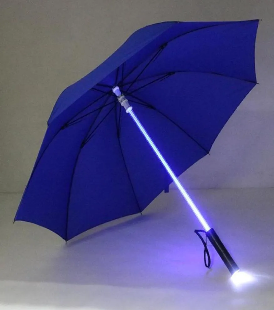 Umbrellas LED Light Saber Up Umbrella Laser Sword Golf Changing On The Shaft Flash8048003