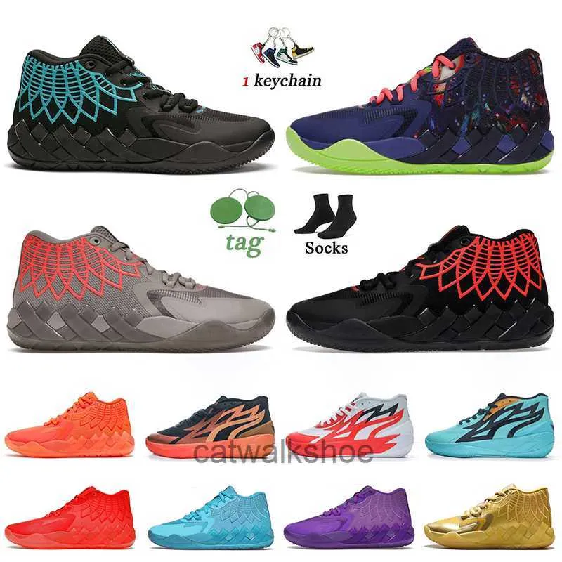 Heren Lamelo Basketbalschoenen Mb01 Rick Morty te koop Ball Queen City Blauw Oranje Rood Groen Tante Parel Roze Paars Kat Karton Melo Sneakers Sportschoenen