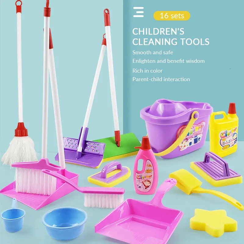 Tools Workshop Mini Simulation Cleaning Preteny Play Kids Toys Broom For Children Makeup Borstes Washing Machine Set Kindergarten Game 231213