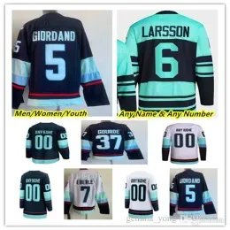 Custom men ''Kraken''Jaden Schwartz Hockey Jerseys Andre Burakovsky Carson Soucy Brandon Tanev Matty Beniers Martin Jones Philipp Grubauer