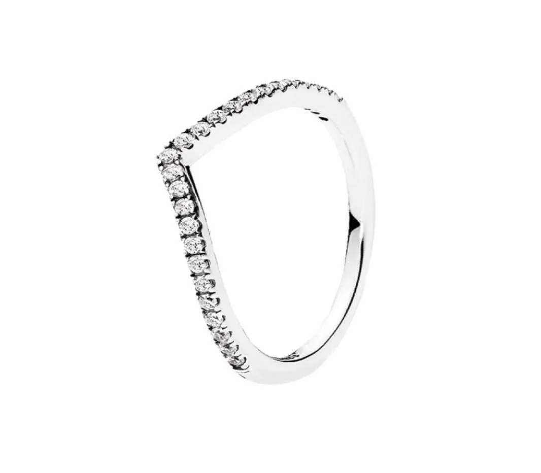 925 Sterling Silver Sparkling Wishbone Rings Women Girls Wedding Gift designer Jewelry with Original box set for Ring8494873