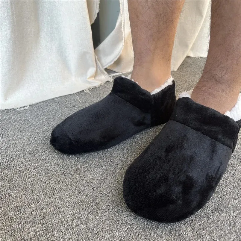 Тапочки зимние теплые мужские домашние домашние большие размеры нескользящие плюшевые мягкие удобные пушистые мужские повседневные туфли на плоской подошве 231212