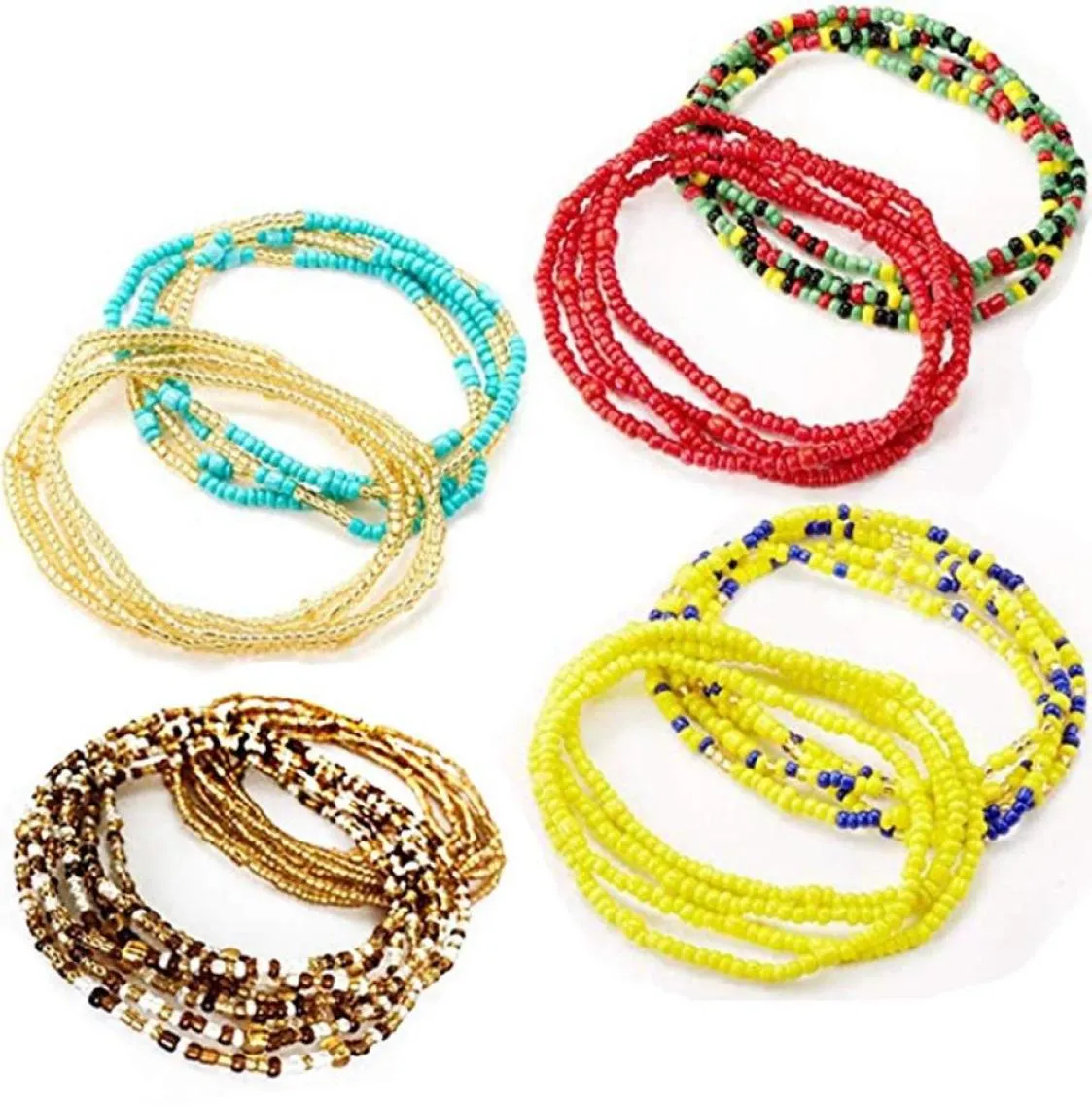 New Waist Bead Set Colored Belt Beads Belly Beads Boho Body Chain Beaded Belly Chain Women Girls Bikini Jewellery6425639