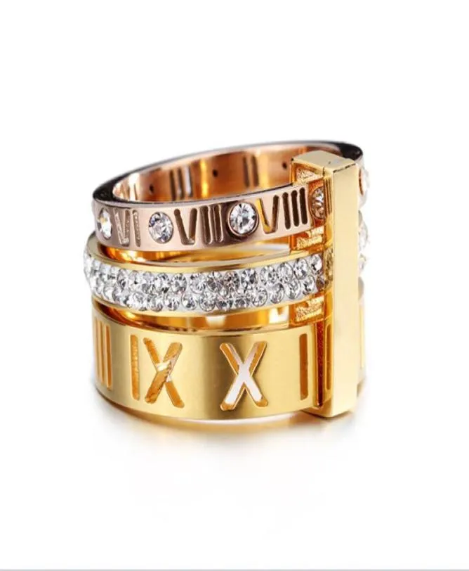 2021 High End Fashion Ring for Teens Womens Repurposed Luxury Jewelry rostfritt stål Diamond Två färger Numrera flera Combinati7236269