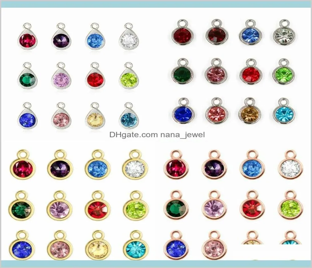 Risultati di ciondoli Componenti 6 Opzioni 12 pezzi lotto Cristallo colorato Birthstone Charms Accessori fai da te Creazione di gioielli per braccialetto Earri7121340