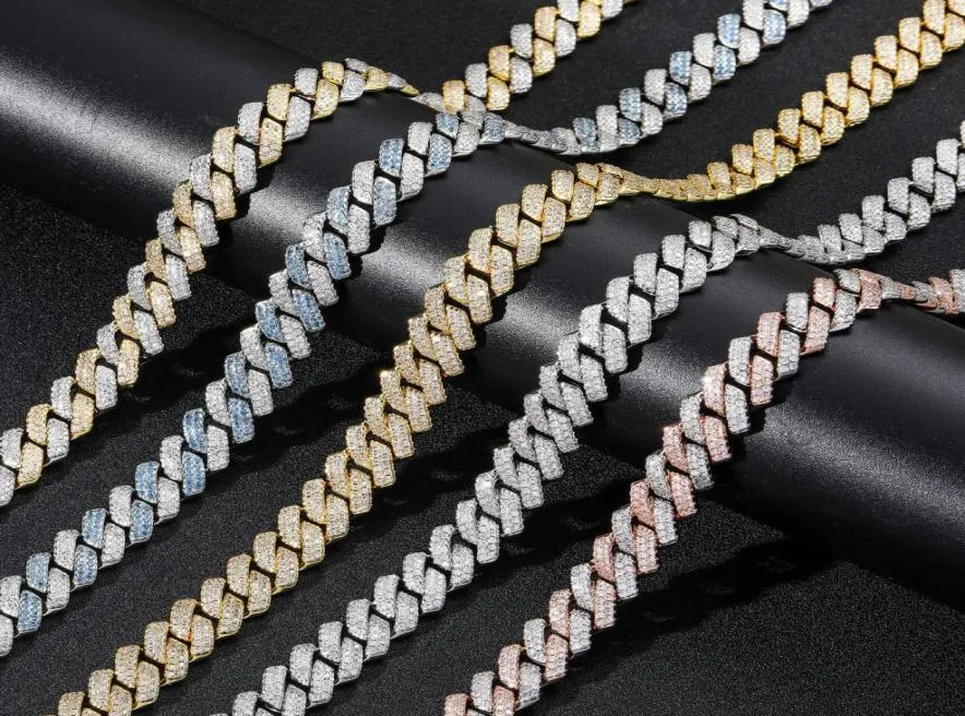 Hip Hop Necklace Men Designer Necklace 14mm Cuban Link Chain Necklaces 1618202224inch Fashion Rapper 14k Gold Plating Diamond 2040776