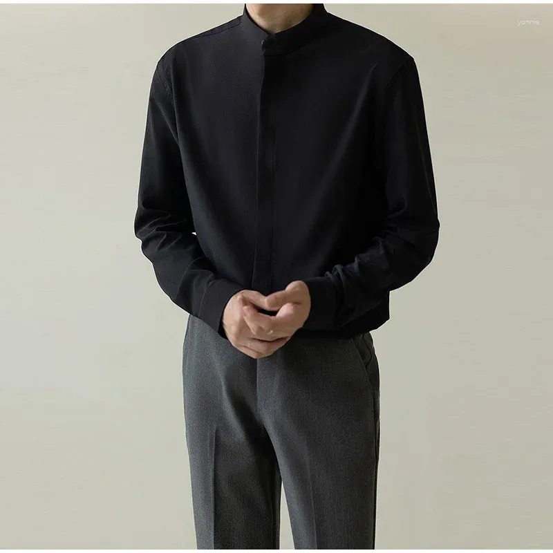 Chemises décontractées pour hommes coréens drap-secs chemises standorneur long manches à manches minces à manches longues