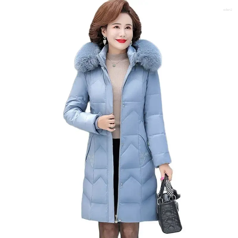 Women's Trench Coats Middle-aged And Elderly Womens Down Cotton-padded Jacket Long Foreign Style Mother Coat Large Size Winter Coa