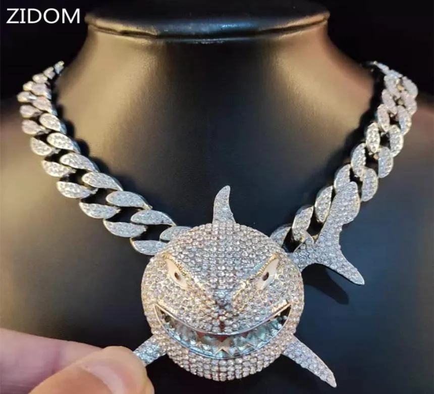 Collana con pendente di grandi dimensioni per uomo 6IX9INE Gioielli Hip Hop Bling con cristalli ghiacciati Miami Catena cubana Gioielli di moda 2103232027559