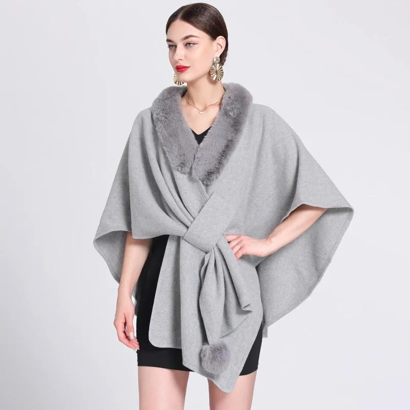 Lenços 12 cores mulheres inverno grosso xale cappa faux pele pescoço cruzado cinto de lã outstreet poncho desgaste batwing solto sobretudo