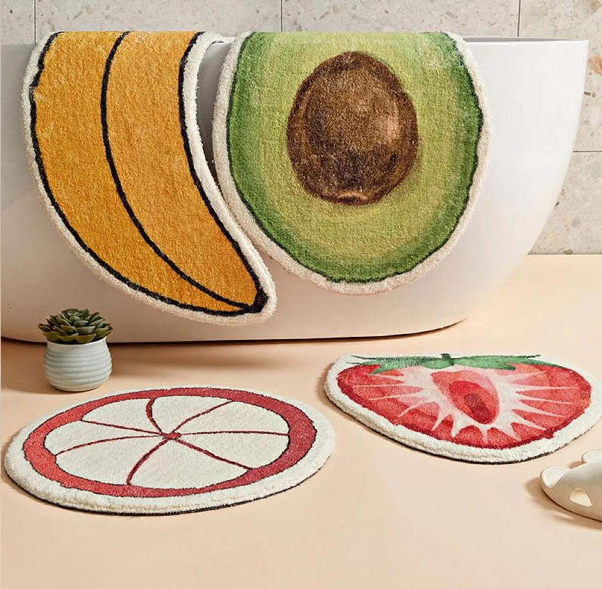 Tapijten Creatieve Deurmat Fruit Banaan Aardbei Antislip Vloertapijt Voor Badkamer Keuken Voordeur Tapijt Avocado Ontwerp Entree9202424