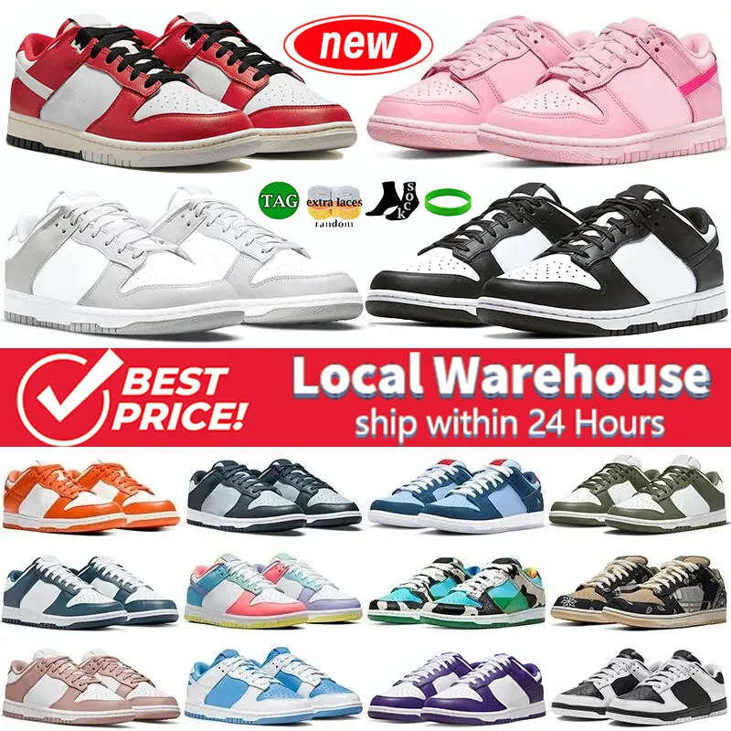 US Stocking Designer Running Shoes for Men Women Warehouse Warehouse Low Sneakers White Black Panda Rose Whisper Cacao Wow Archeo Pink Men Womens Trainers Size 36-45