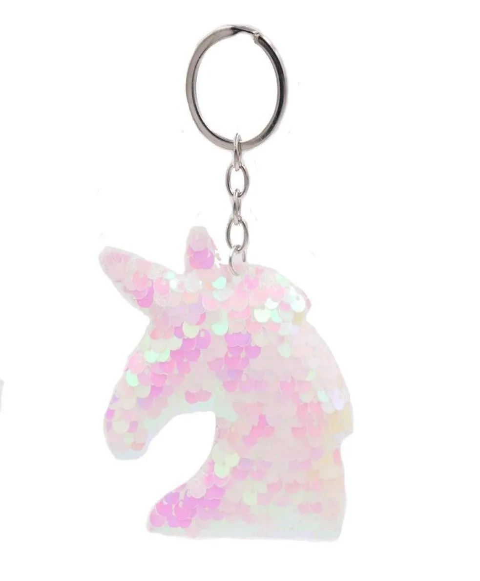 Cute Unicorn Keychain Glitter Pompom Sequins Key Ring Gifts For Guest Women Wedding Souvenir Car Bag Accessories Key Chain2083383