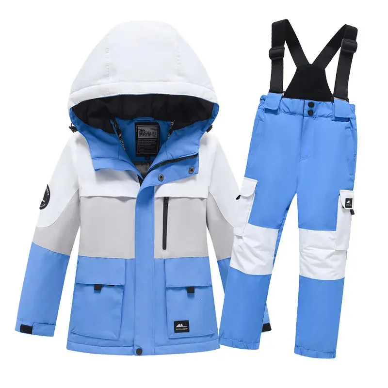 Outros artigos esportivos terno de neve infantil conjuntos de roupas de snowboard esportes ao ar livre desgaste casaco de esqui e calça de cinta crianças trajes meninos menina 231212