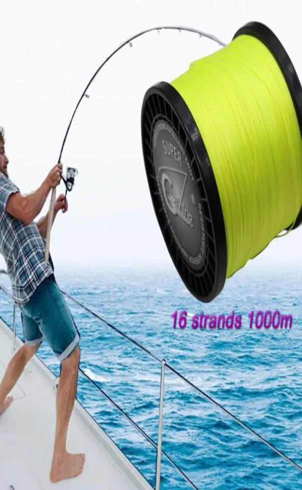 Guadagno di una lenza da pesca intrecciata migliorata 16 fili Linee intrecciate resistenti all'abrasione da 1000 m 59LB308LB Lenze da pesca in PE super resistenti3985607