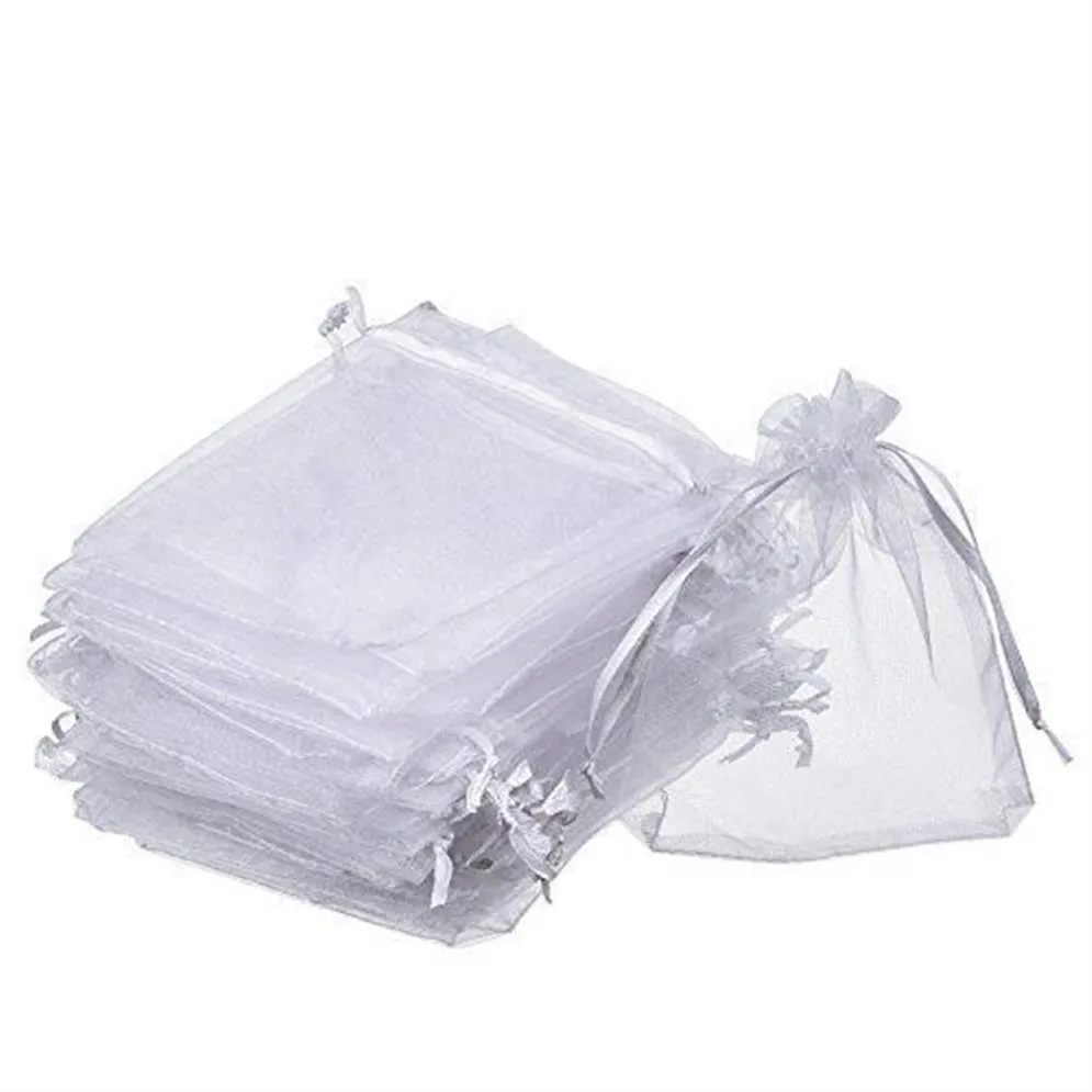 100 pcs lot white organza pafer bags 웨딩 주얼리 포장 파우치 멋진 선물 가방 팩토리 2130