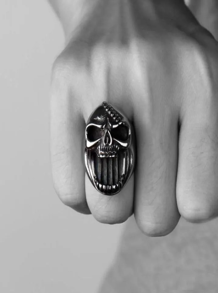 Mode-sieraden Schedel Ringen Gothic Skeleton Punk Vintage Litteken Kaak Rvs Mannelijke Ringen Voor Mannen Bierflesopener5505109