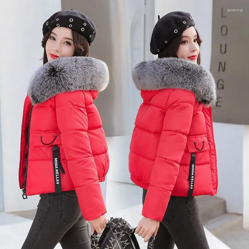 Women's Trench Coats Parkas Women Nice Winter Cotton Padded Ladies Jacket Fur Collar Hooded Loose Thick Warm Parka Female Down Short Coat