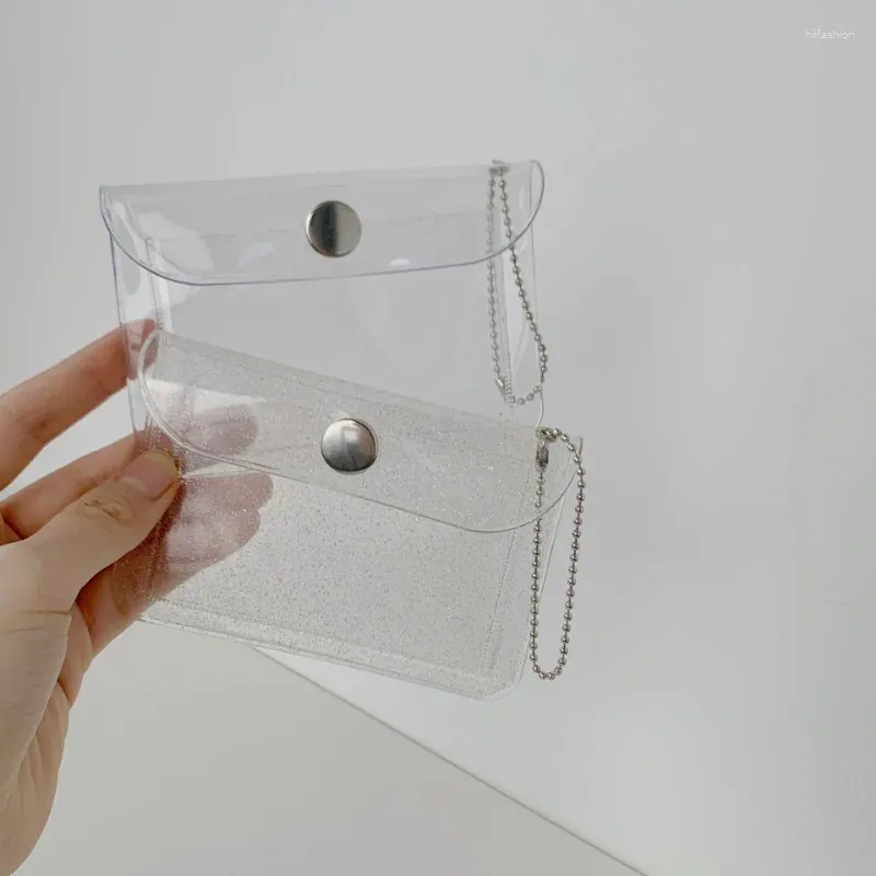 Portacarte Custodia trasparente da 1 pezzo Custodia per studenti con glitter brillanti creativi per borsa portamonete portatile per ragazza dolce