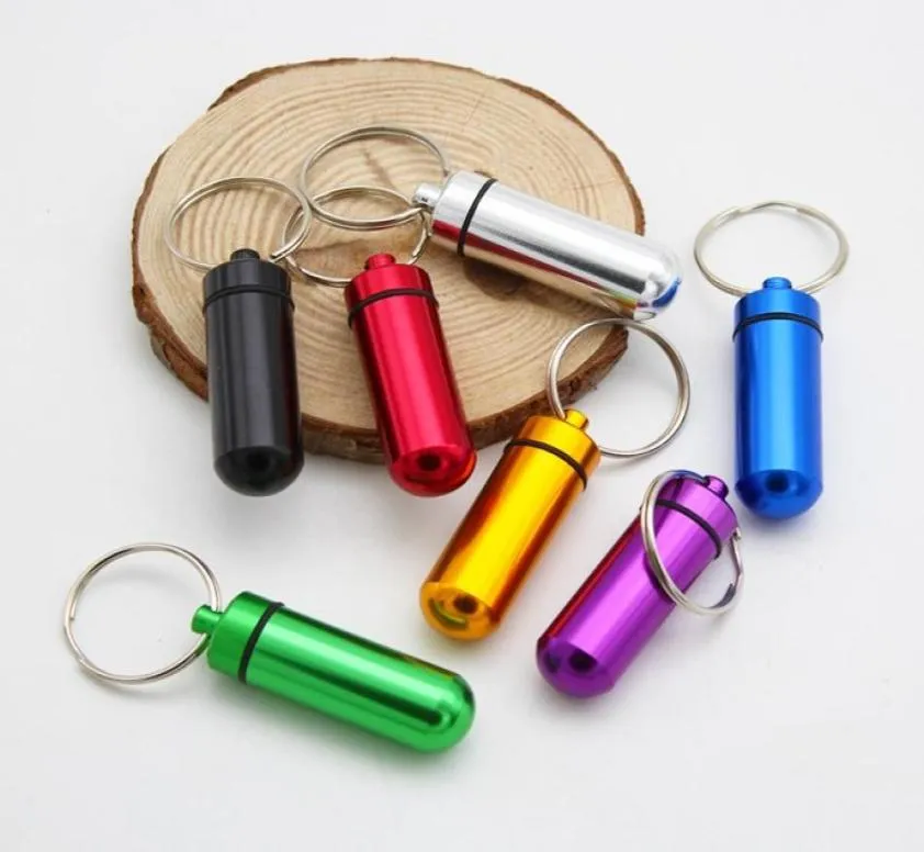 Porte-clés en aluminium étanche boîte à pilules de médicaments Mini boîtes de pilules de voyage portables porte-vitamine de médecine conteneur étui bouteille CG6348391