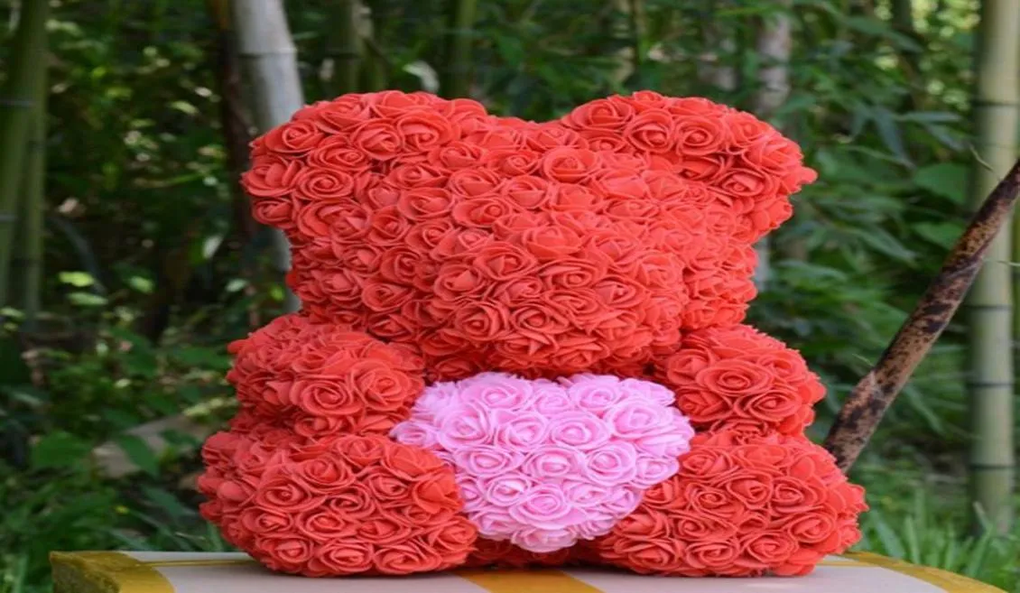 25 cm PE Miłość w kształcie serca róża niedźwiedź sztuczna róża niedźwiedź weselny lalki romantyczne walentynki 039S dzień Toy5241385