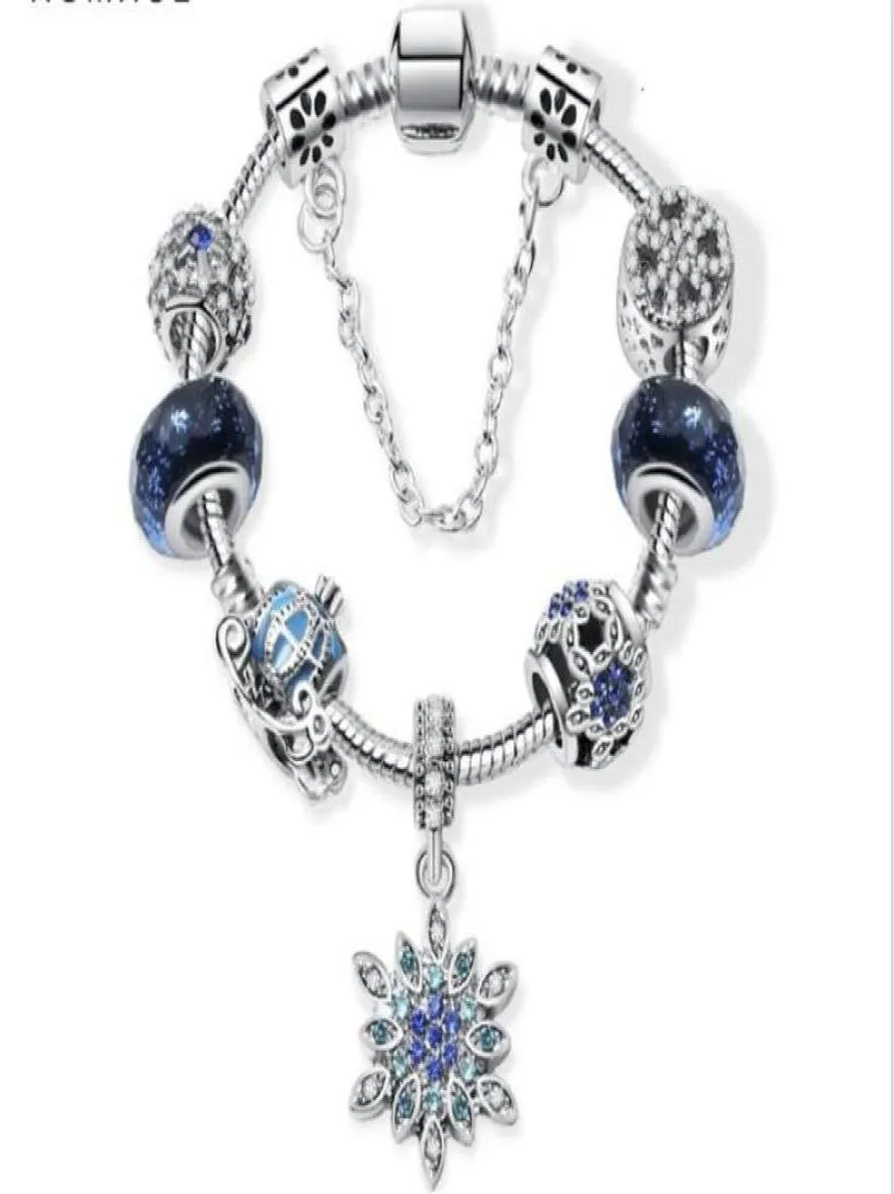 Charme contas apto para jóias 925 pulseiras de prata floco de neve pingente pulseira céu azul abóbora carrinho encantos jóias diy com gi295s9573837