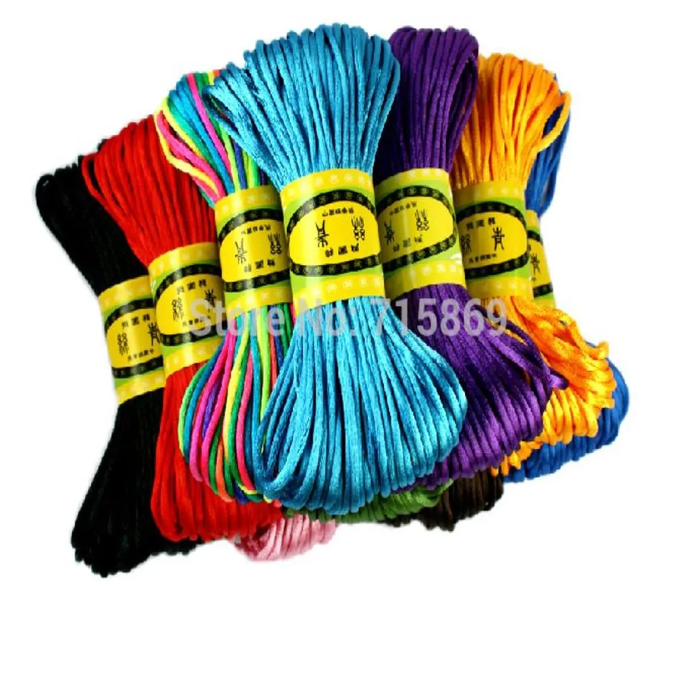 SHIP 10 lots 25 Colors 25mm 20M Chinese Knot Cord Korean Nylon Rattail Satin Braided String Cord Jewelry Making Beading Rope3456247