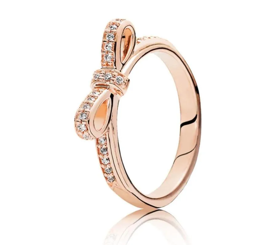 Groothandel- sterling verzilverde roségouden ring voor sieraden met originele doos CZ diamant temperament damesring met originele doos2245073