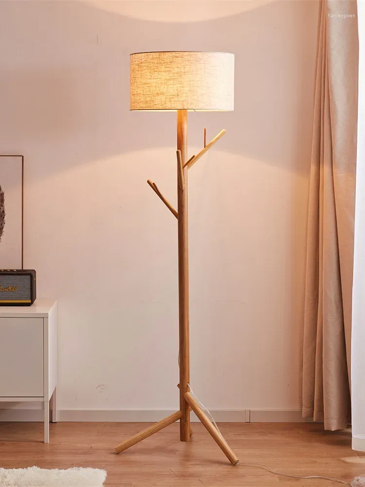 Lámparas de pie Lámpara de árbol de madera maciza japonesa Sala de estar Estudio Dormitorio Mesita de noche Creativo Nórdico Vertical