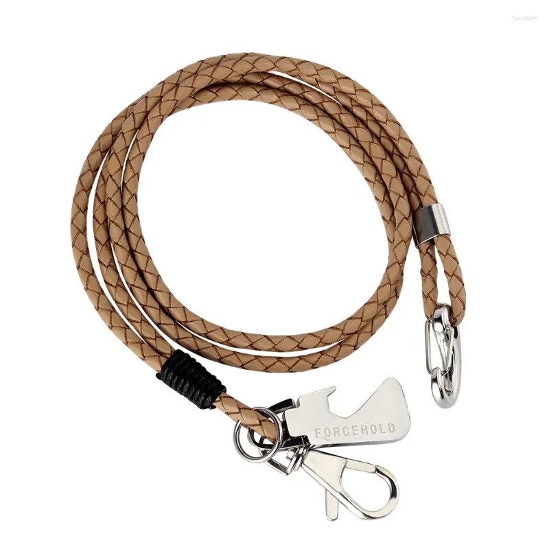 Chaveiros Brown Leather Zipper Garrafa Abridor Portátil Casa Chave Chave Trançada Pulseira Wrislet Keychain