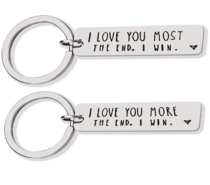 Party Favor I Love You Most More The End I Win Couples rostfritt stål Keychain Metal Keyrings LX27095009712